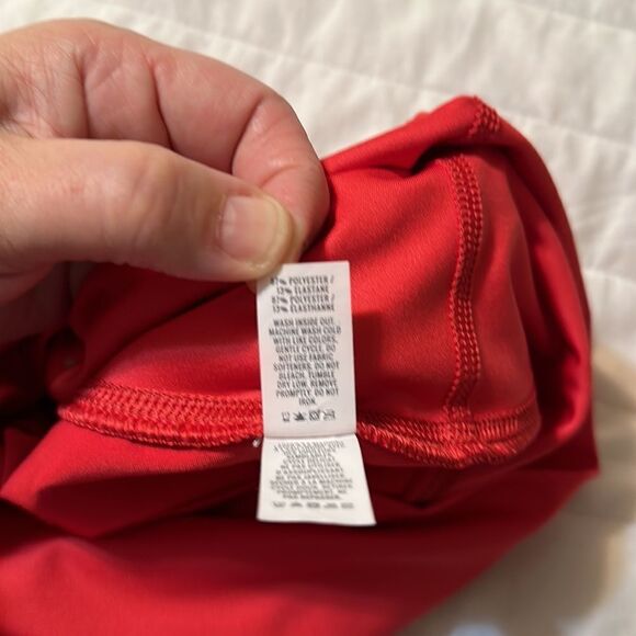 aerie L Vibrant Red Real Me 7/8 High Waisted Athletic Leggings - Picture 8 of 9